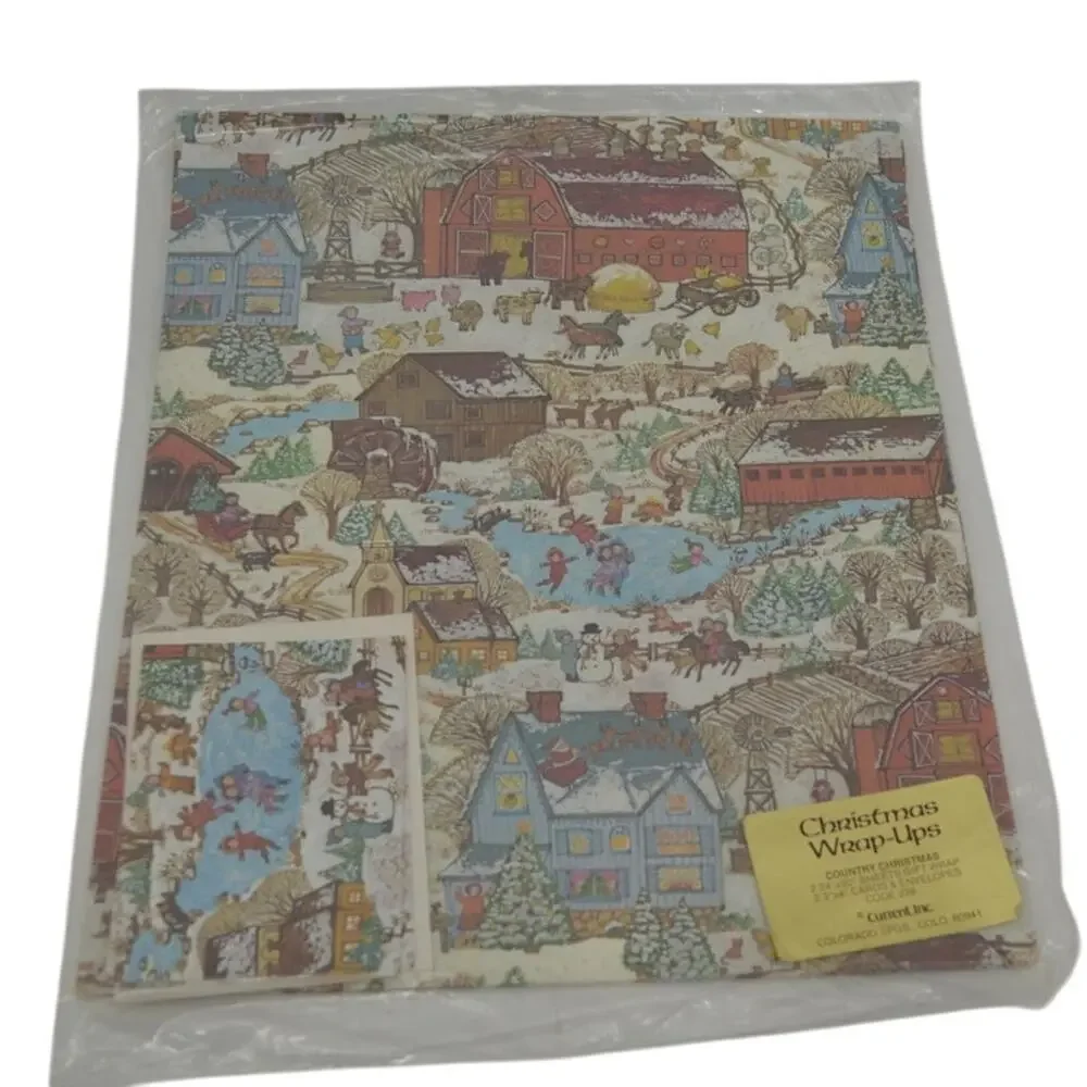 Vintage Current Country Christmas Wrapping Paper Wrap-Ups